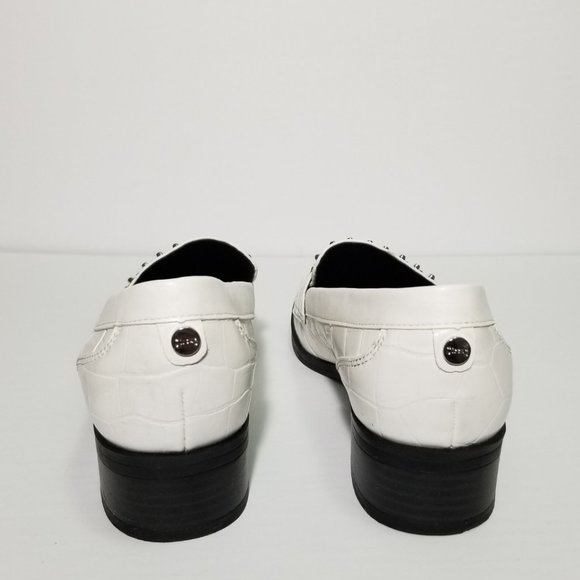 Sam Edelman White Croc Print Lali Studded Loafers - Picture 8 of 11